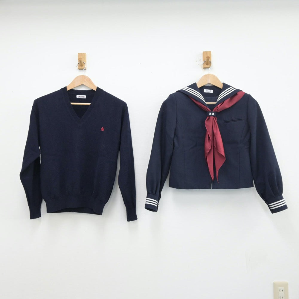 【中古】東京都 昭和女子大学附属昭和中学校 女子制服 4点（セーラー服・ニット）sf013579