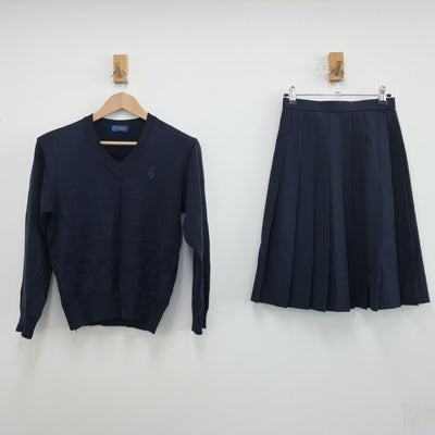 【中古】東京都 普連土学園高等学校 女子制服 2点（スカート・ニット）sf013588