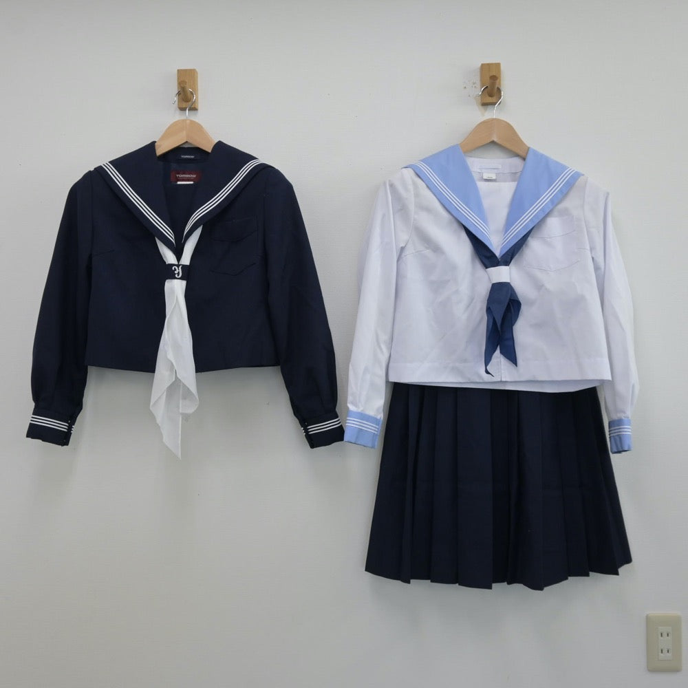 【中古】北海道 函館市湯川中学校 女子制服 5点（セーラー服・セーラー服・スカート）sf013590