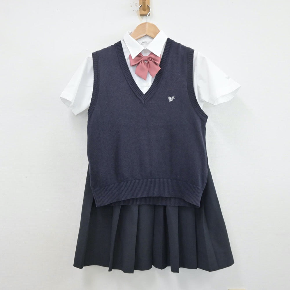 【中古】埼玉県 大宮南高等学校 女子制服 4点（シャツ・ニットベスト・スカート）sf013592