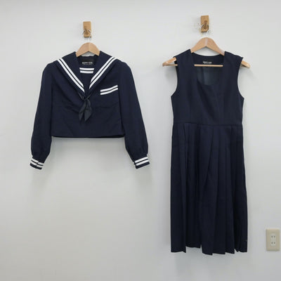 【中古】熊本県 熊本市立西山中学校 女子制服 3点（セーラー服・ジャンパースカート）sf013600