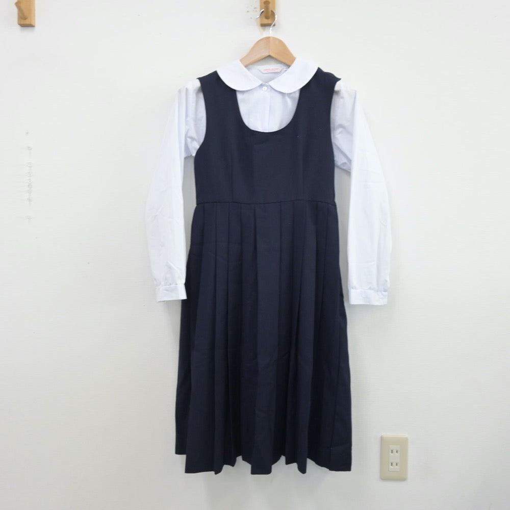 【中古】熊本県 熊本市立西山中学校 女子制服 2点（シャツ・ジャンパースカート）sf013603