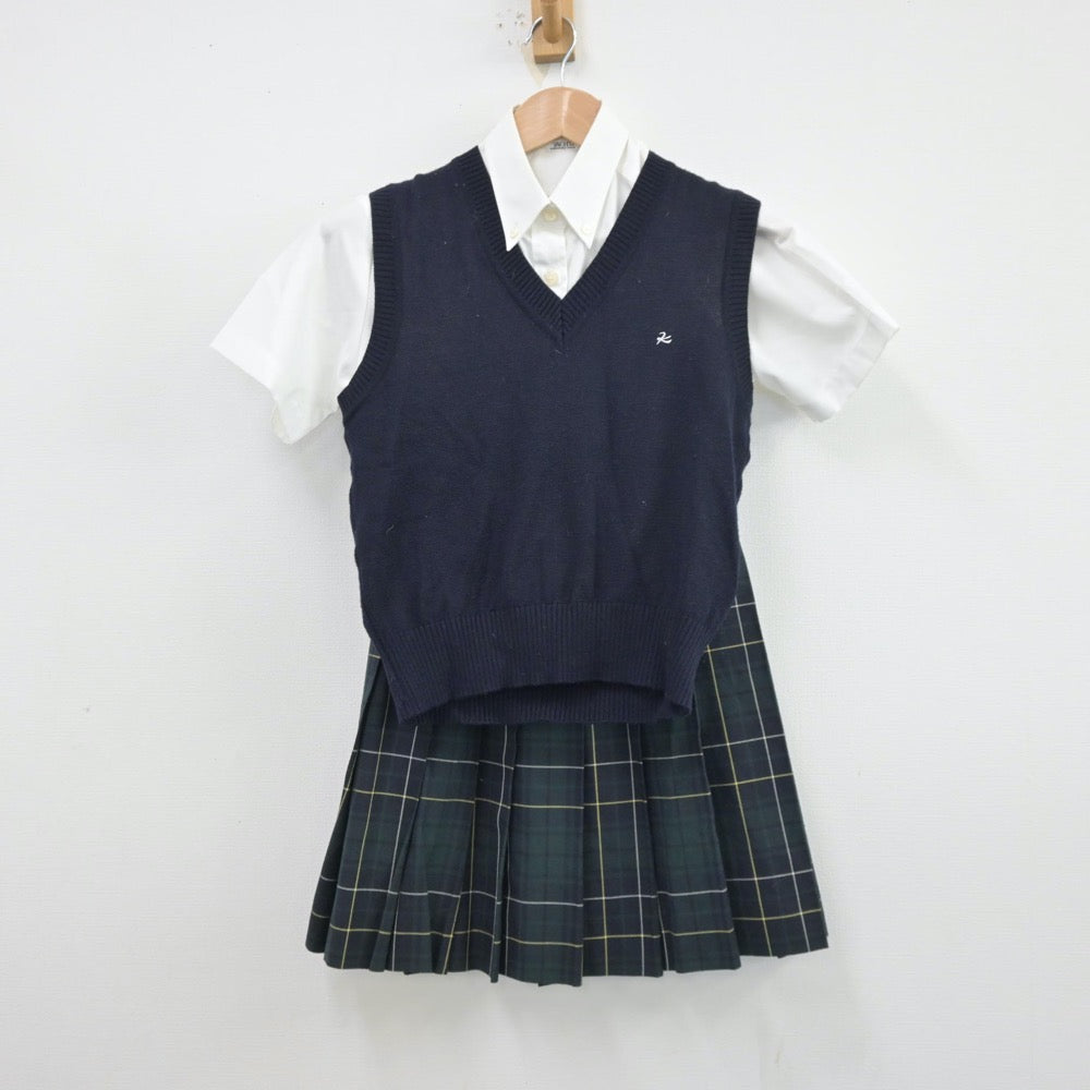 【中古】神奈川県 向上高等学校 女子制服 3点（シャツ・ニットベスト・スカート）sf013616