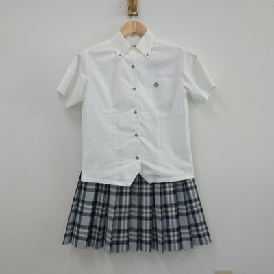 【中古】愛知県 同朋高等学校 女子制服 4点（シャツ・シャツ・ニットベスト・スカート）sf013620