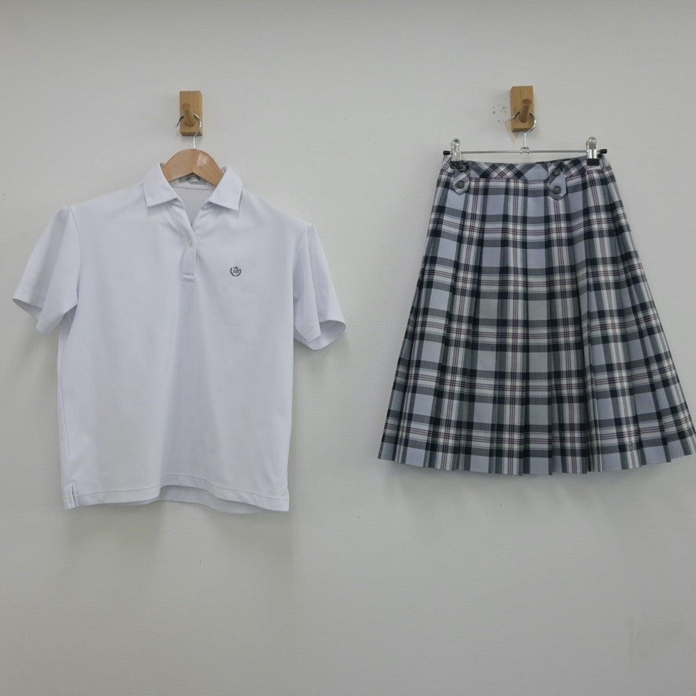 【中古】愛知県 同朋高等学校 女子制服 4点（シャツ・シャツ・ニットベスト・スカート）sf013620