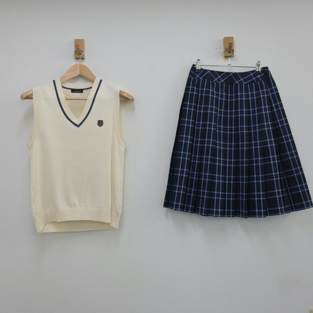 【中古】北海道 北海道札幌英藍高等学校 女子制服 4点（セーラー服・ニットベスト・スカート）sf013645