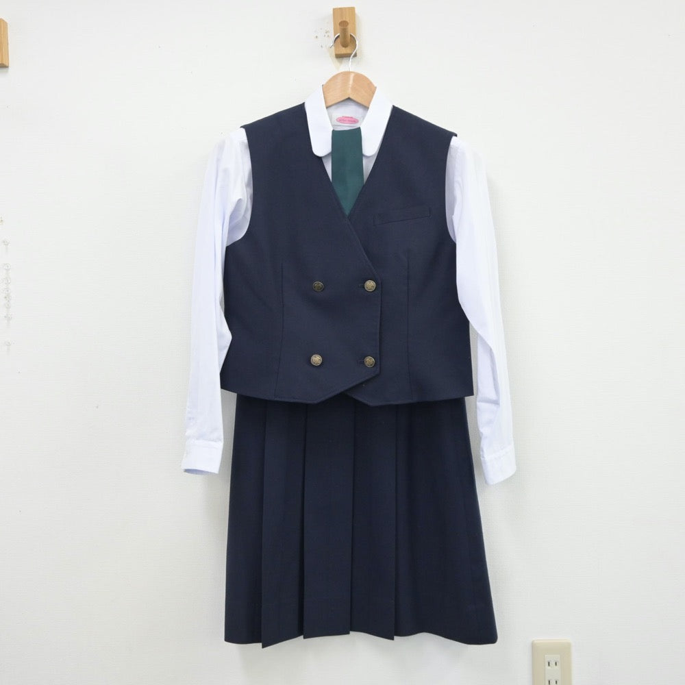 【中古】兵庫県 兵庫県立姫路飾西高等学校 女子制服 5点（ブレザー・シャツ・ベスト・スカート）sf013650