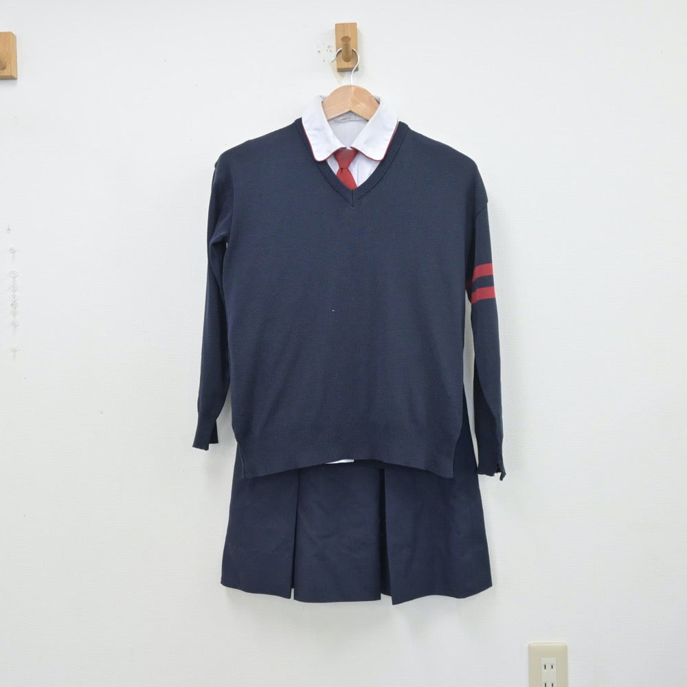 【中古】大阪府 赤坂台中学校 女子制服 5点（ブレザー・シャツ・ニット・スカート）sf013655