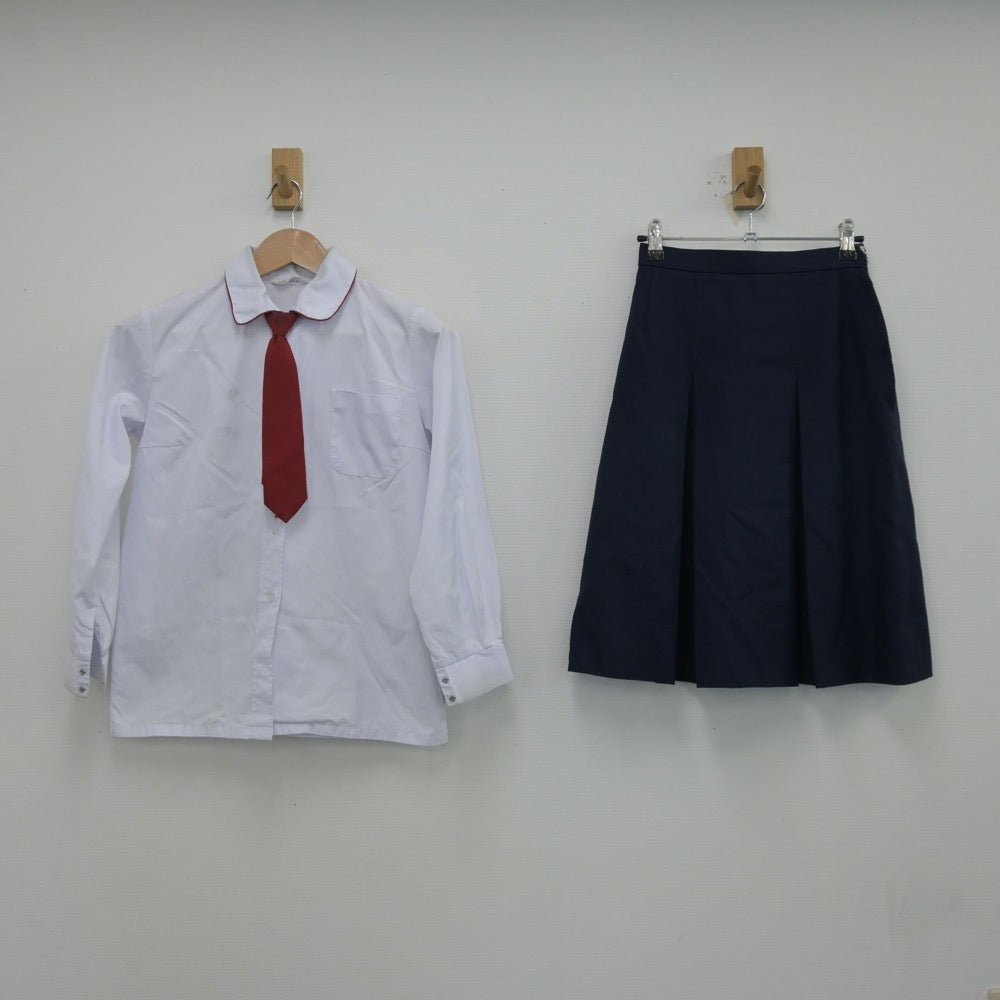 【中古】大阪府 赤坂台中学校 女子制服 5点（ブレザー・シャツ・ニット・スカート）sf013655