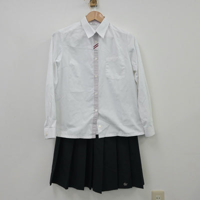 【中古】京都府 乙訓高等学校 女子制服 3点（シャツ・ニット・スカート）sf013663