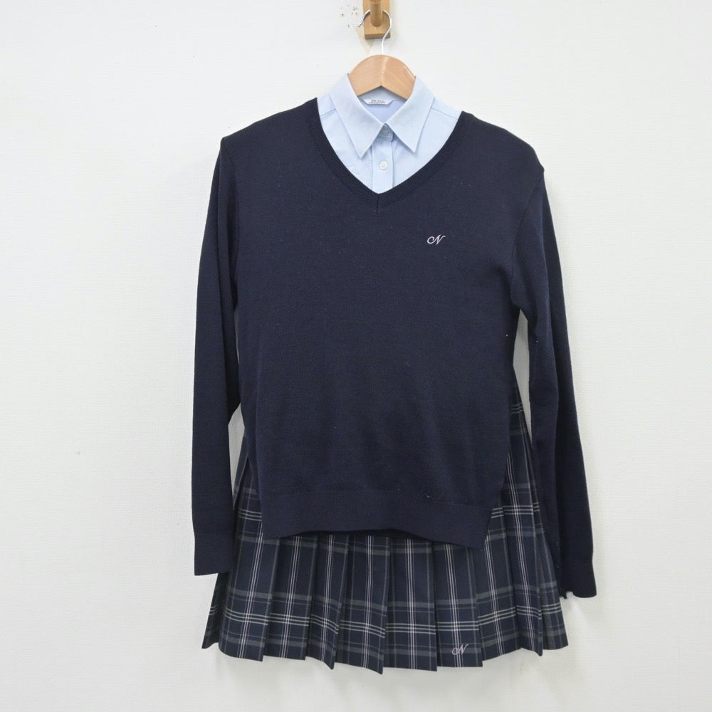 【中古】京都府 長岡京市第2中学校 女子制服 4点（ブレザー・シャツ・ニット・スカート）sf013665