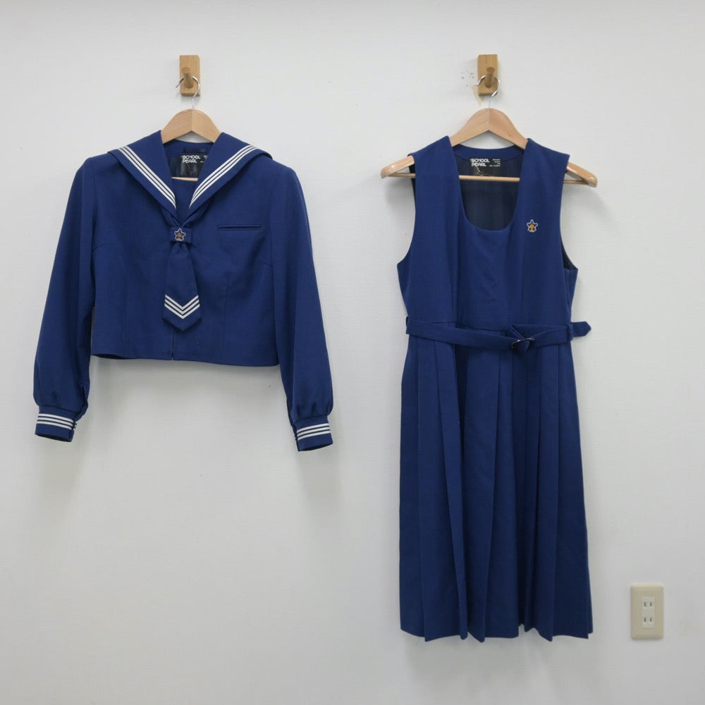 【中古】埼玉県 大相模中学校 女子制服 3点（セーラー服・ジャンパースカート）sf013669