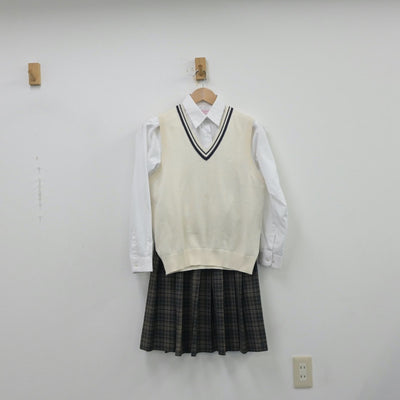 【中古】茨城県 藤代高等学校 女子制服 3点（シャツ・ニットベスト・スカート）sf013674