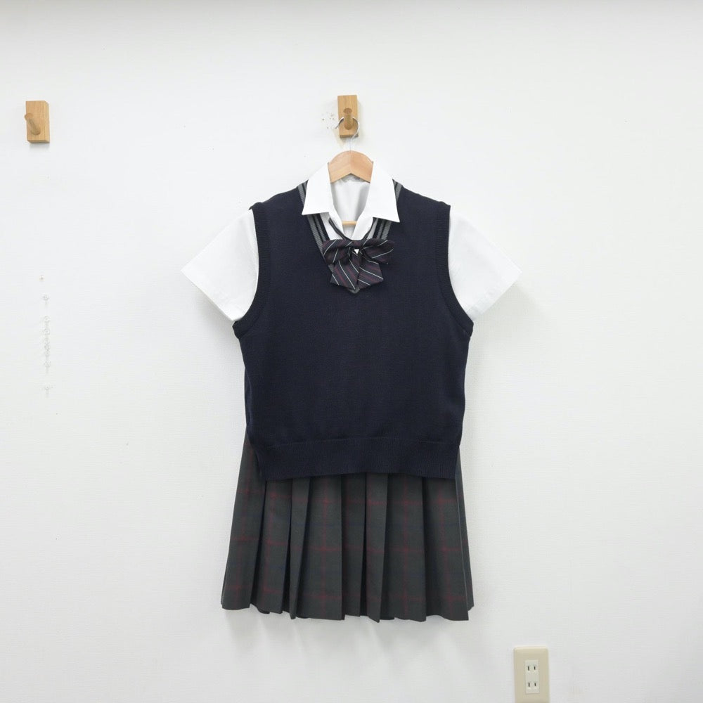 【中古】愛知県 豊田東高等学校 女子制服 5点（シャツ・ニットベスト・スカート）sf013681