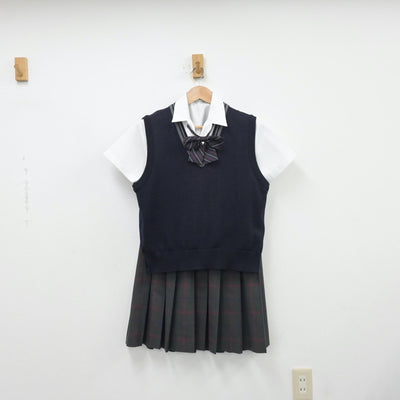 【中古】愛知県 豊田東高等学校 女子制服 5点（シャツ・ニットベスト・スカート）sf013681