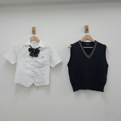 【中古】愛知県 豊田東高等学校 女子制服 5点（シャツ・ニットベスト・スカート）sf013681