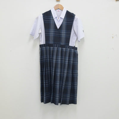 【中古】福岡県 水巻町立水巻中学校 女子制服 2点（シャツ・ジャンパースカート）sf013706