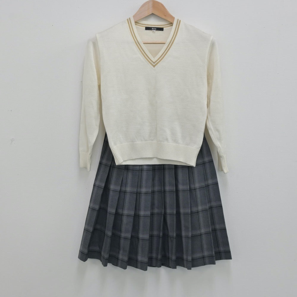 【中古】埼玉県 昌平高等学校 女子制服 3点（ニット・スカート）sf013711