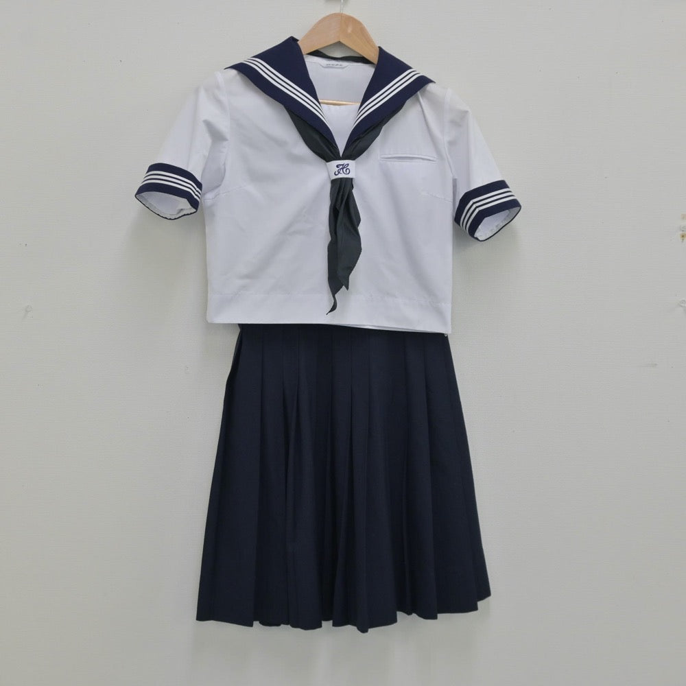 【中古】茨城県 古河第一中学校 女子制服 5点（セーラー服・スカート）sf013715