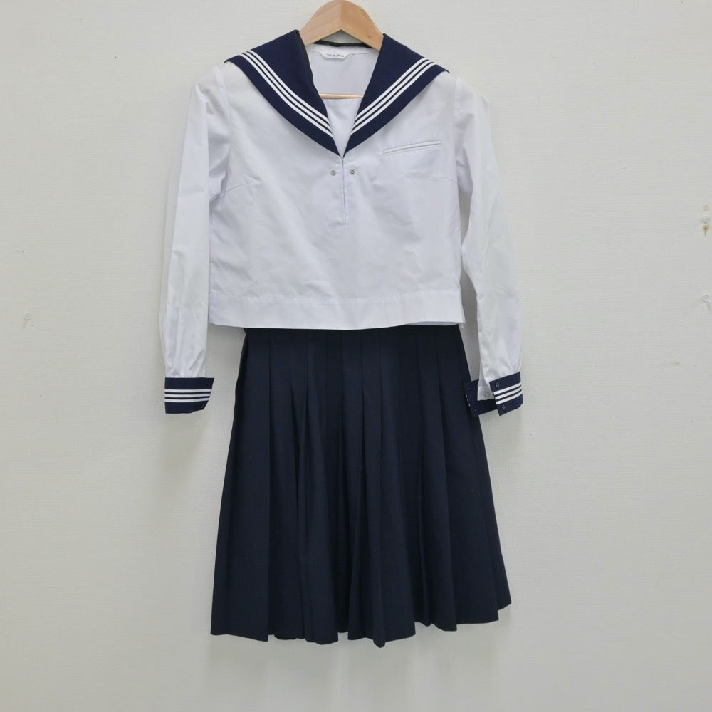 【中古】茨城県 古河第一中学校 女子制服 5点（セーラー服・スカート）sf013715