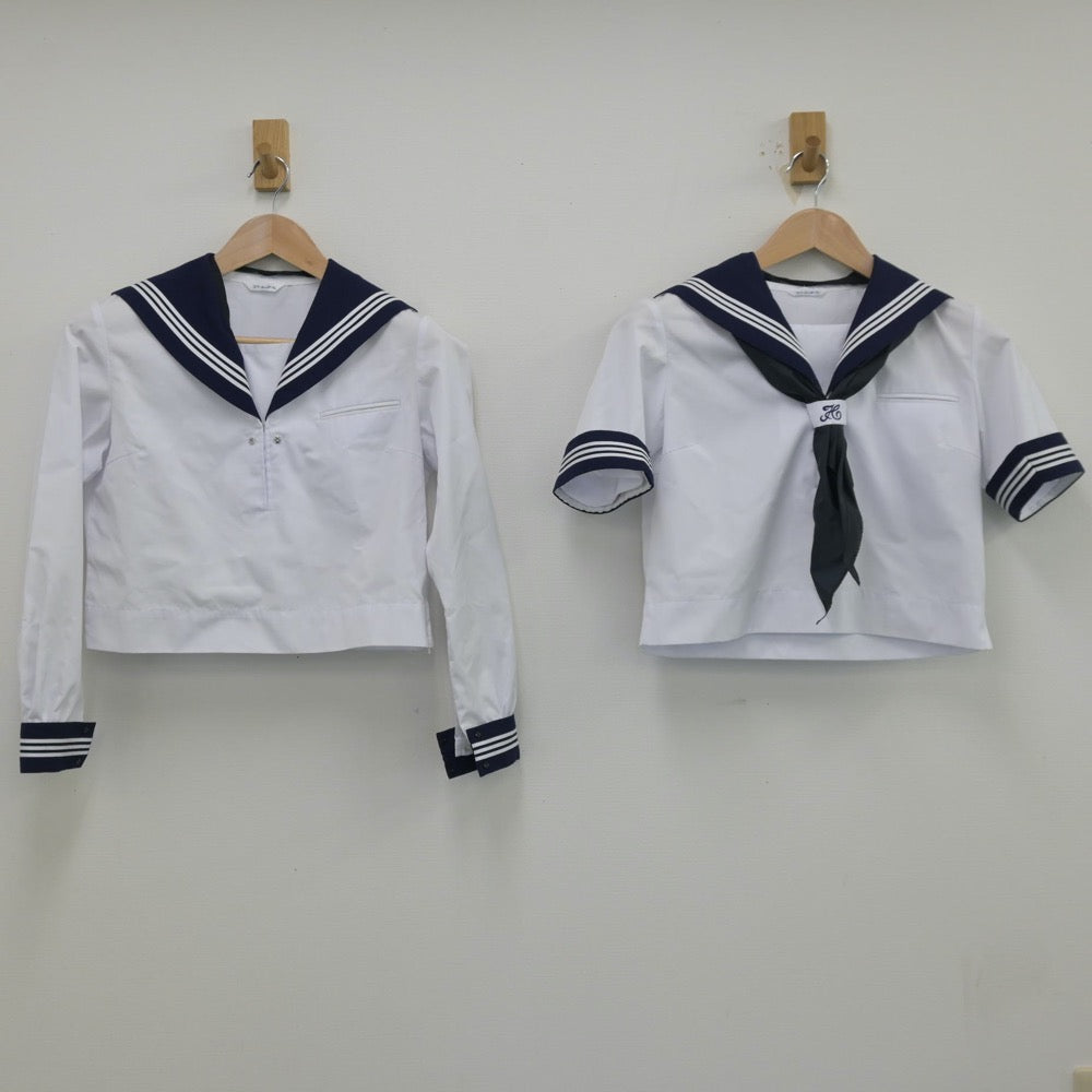 【中古】茨城県 古河第一中学校 女子制服 5点（セーラー服・スカート）sf013715