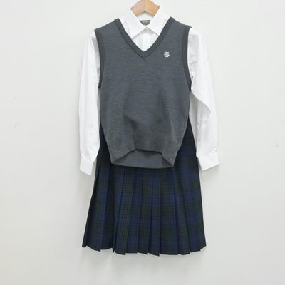 【中古】東京都 江戸川女子中学校 女子制服 4点（ニットベスト・シャツ・スカート）sf013718