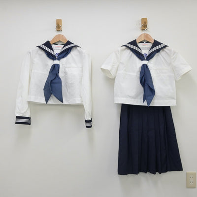 【中古】千葉県 成田高校付属中学校 女子制服 5点（セーラー服・セーラー服・スカート）sf013736