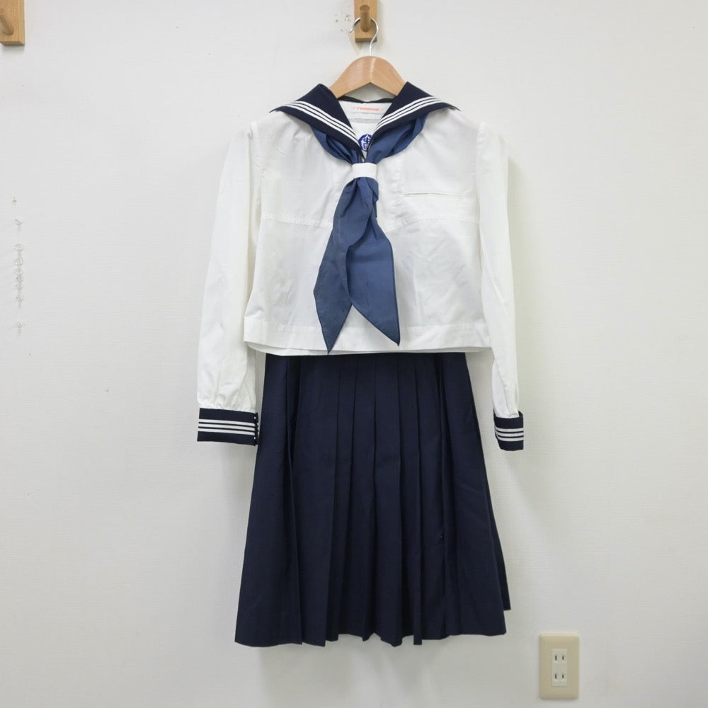 【中古】千葉県 成田高校付属中学校 女子制服 5点（セーラー服・セーラー服・スカート）sf013736