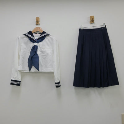 【中古】千葉県 成田高校付属中学校 女子制服 5点（セーラー服・セーラー服・スカート）sf013736