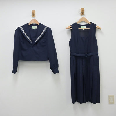 【中古】福岡県 福岡市立高宮中学校 女子制服 2点（セーラー服・ジャンパースカート）sf013746