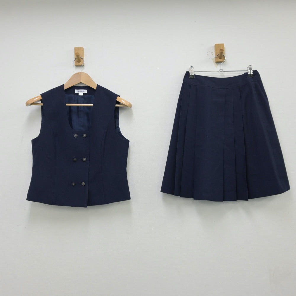 【中古】千葉県 市原中央高等学校 女子制服 2点（ベスト・スカート）sf013748