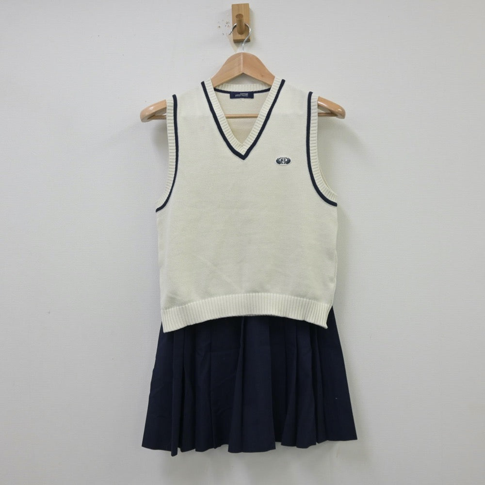 【中古】東京都 大田区立大森第二中学校 女子制服 2点（ニットベスト・スカート）sf013751