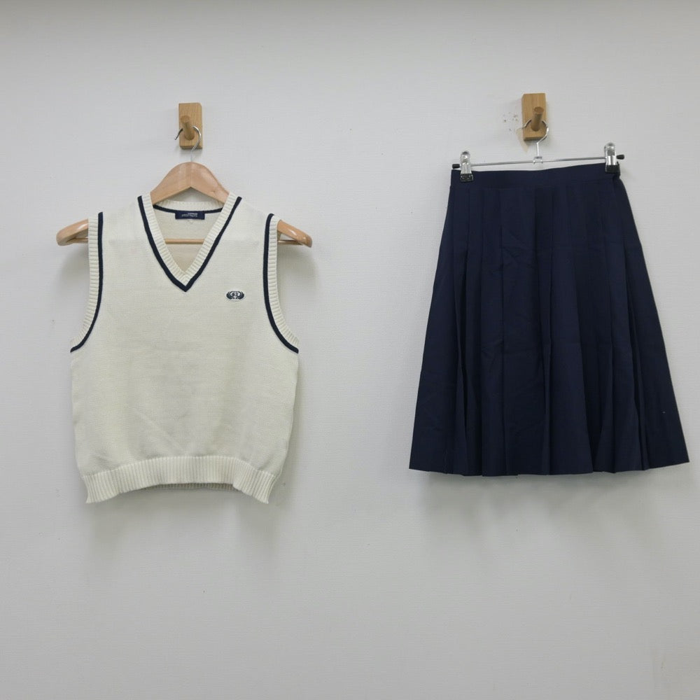 【中古】東京都 大田区立大森第二中学校 女子制服 2点（ニットベスト・スカート）sf013751