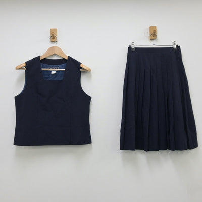 【中古】茨城県 牛久市立牛久第一中学校 女子制服 2点（ベスト・スカート）sf013754