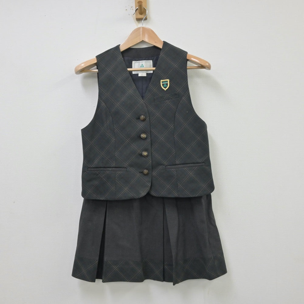 【中古】茨城県 常磐大学常磐大学高等学校 女子制服 3点（ベスト・スカート）sf013760