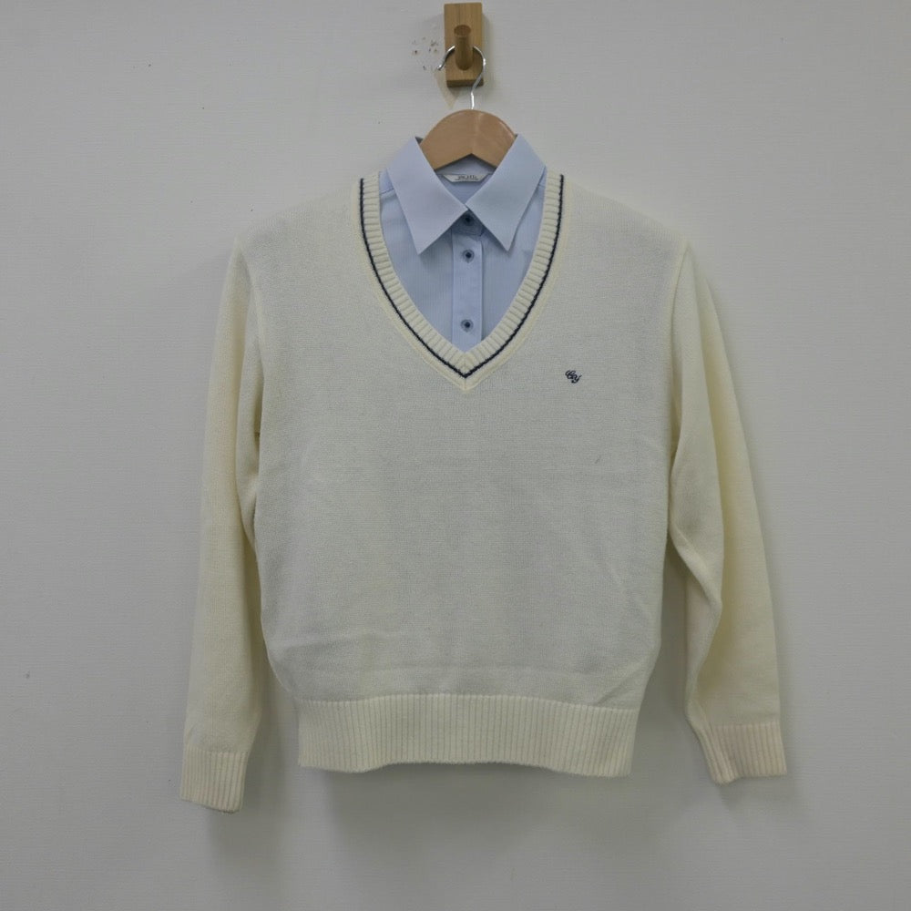 【中古】神奈川県 中央大学附属横浜中学校 女子制服 2点（シャツ・ニット）sf013796