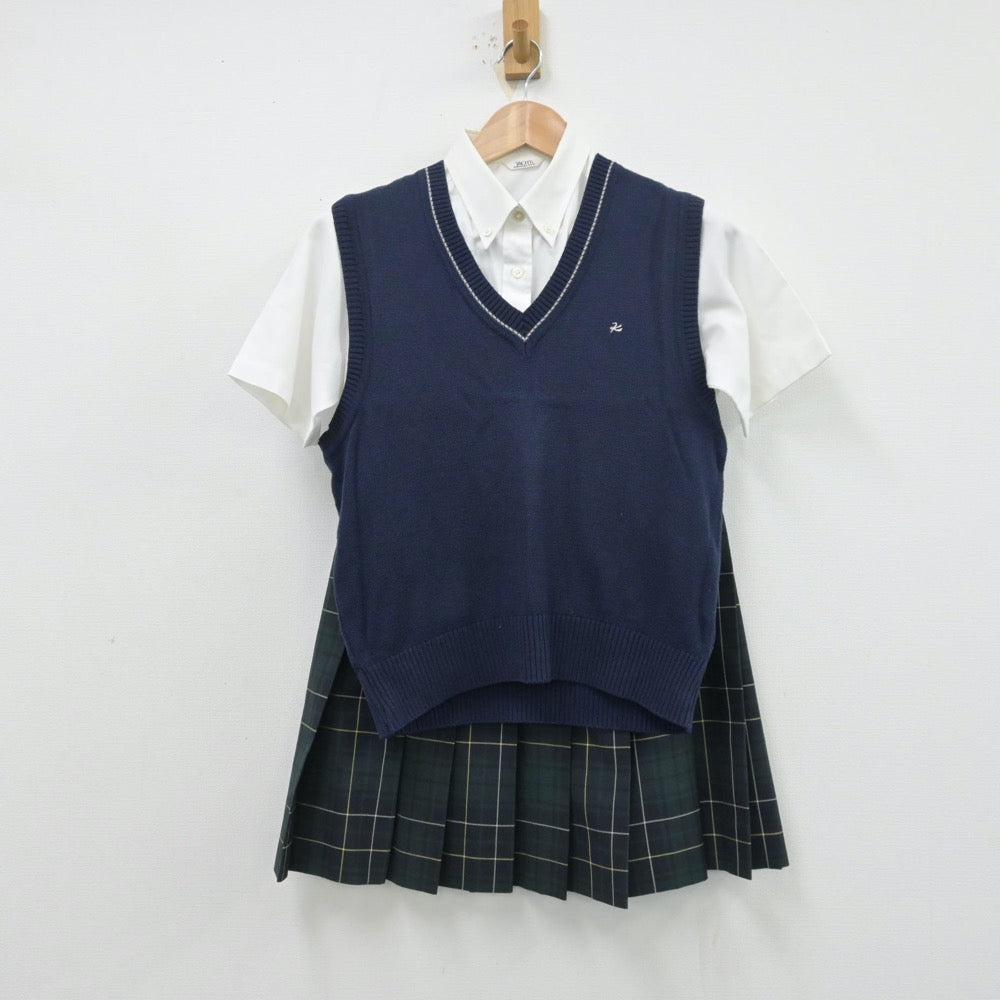 【中古】神奈川県 向上高等学校 女子制服 3点（シャツ・ニットベスト・スカート）sf013866