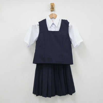 【中古】神奈川県 大正中学校 女子制服 3点（ベスト・シャツ・スカート）sf013874