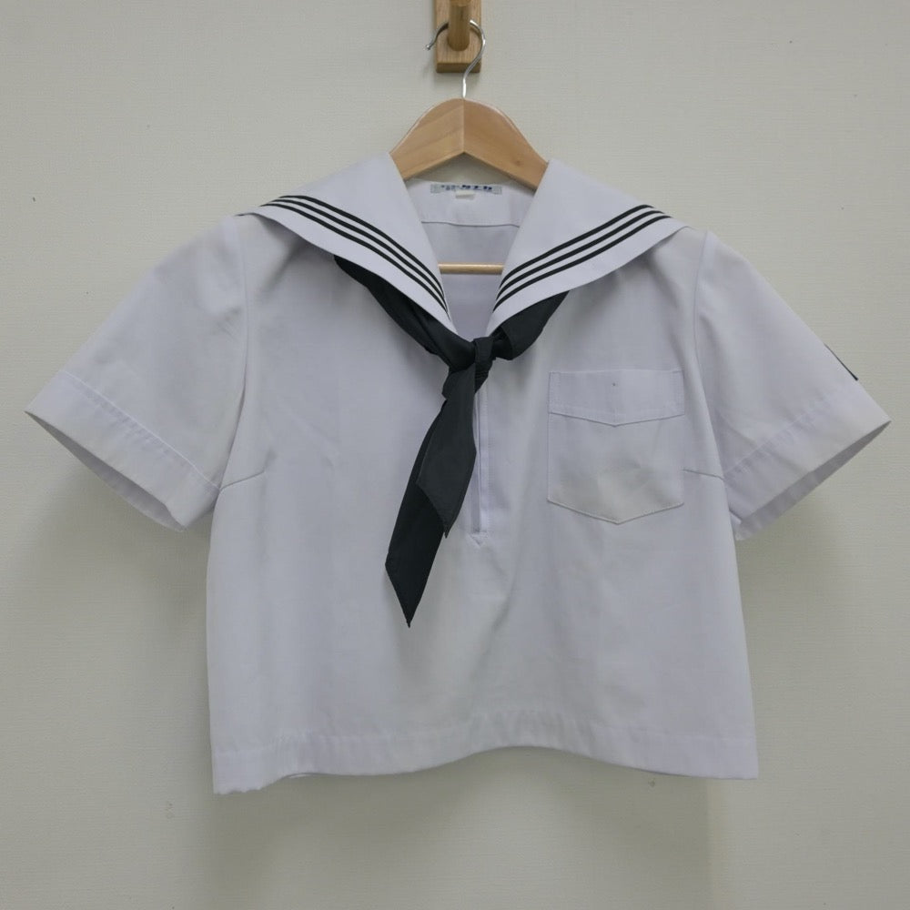 【中古】福岡県 嘉穂高等学校 女子制服 4点（セーラー服・スカート）sf013914