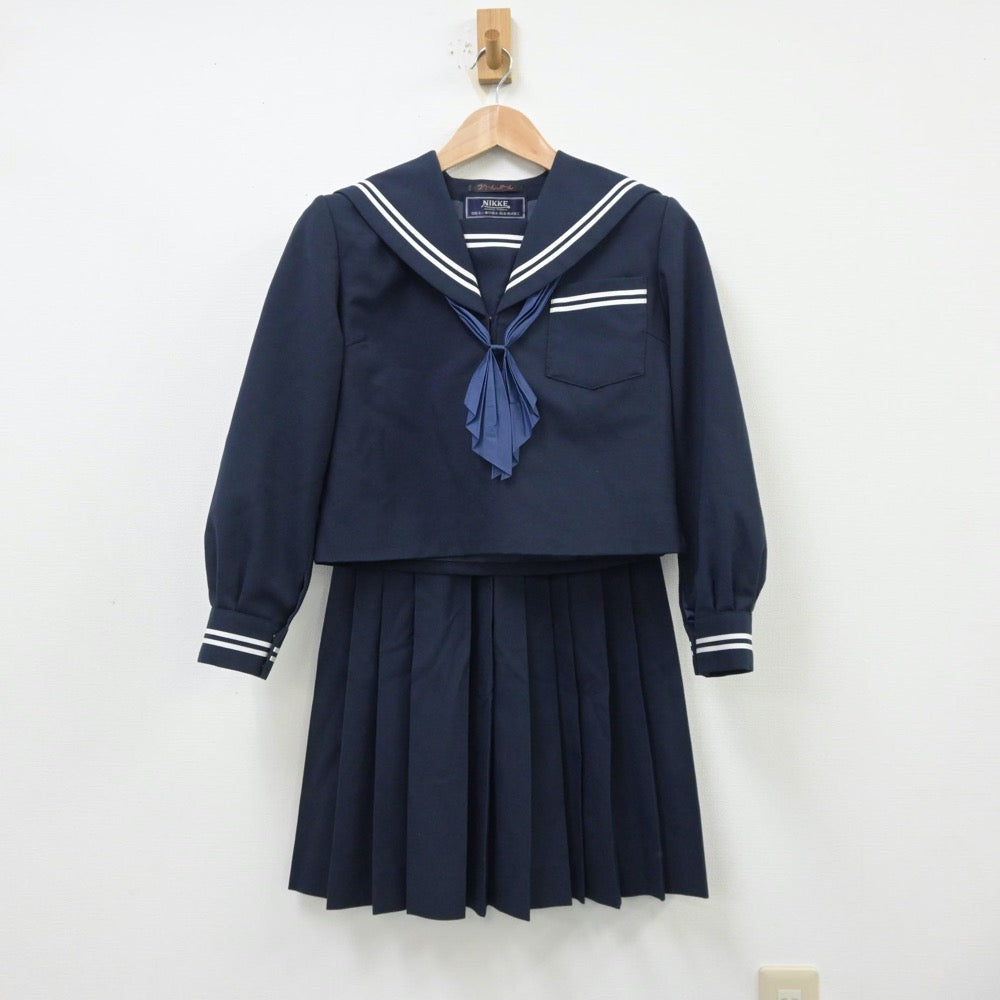 【中古】静岡県 豊田中学校 女子制服 3点（セーラー服・スカート）sf013922