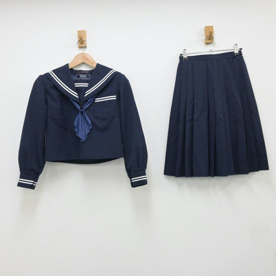 【中古】静岡県 豊田中学校 女子制服 3点（セーラー服・スカート）sf013922