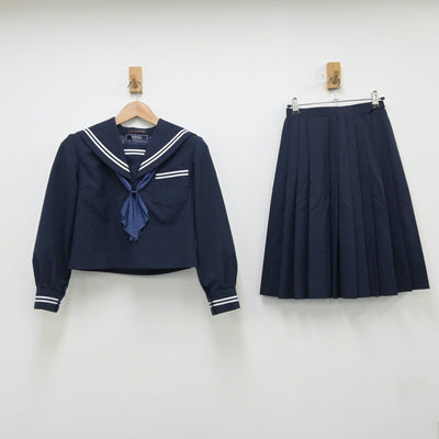 【中古】静岡県 豊田中学校 女子制服 3点（セーラー服・スカート）sf013923