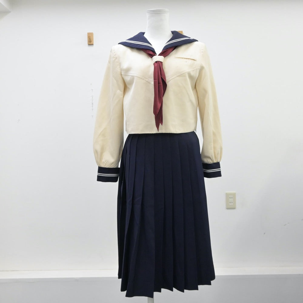 【中古】東京都 國學院大學久我山中学高等学校 女子制服 4点（セーラー服・ニット・スカート）sf013931