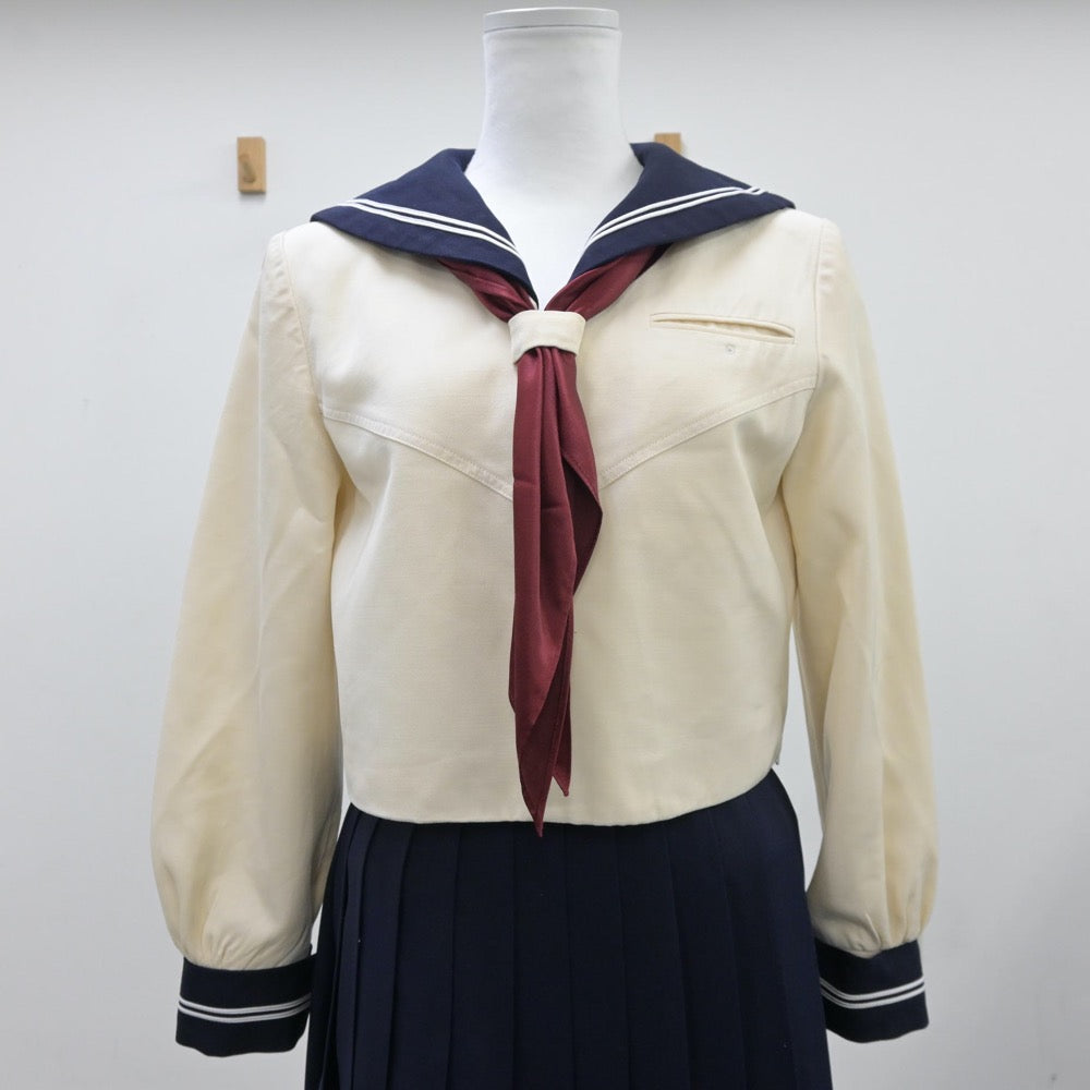 【中古】東京都 國學院大學久我山中学高等学校 女子制服 4点（セーラー服・ニット・スカート）sf013931