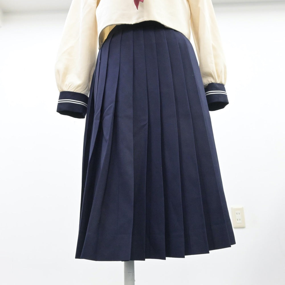 【中古】東京都 國學院大學久我山中学高等学校 女子制服 4点（セーラー服・ニット・スカート）sf013931