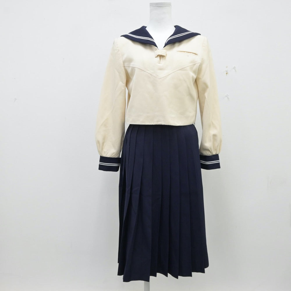 【中古】東京都 國學院大學久我山中学高等学校 女子制服 3点（セーラー服・ニット・スカート）sf013932