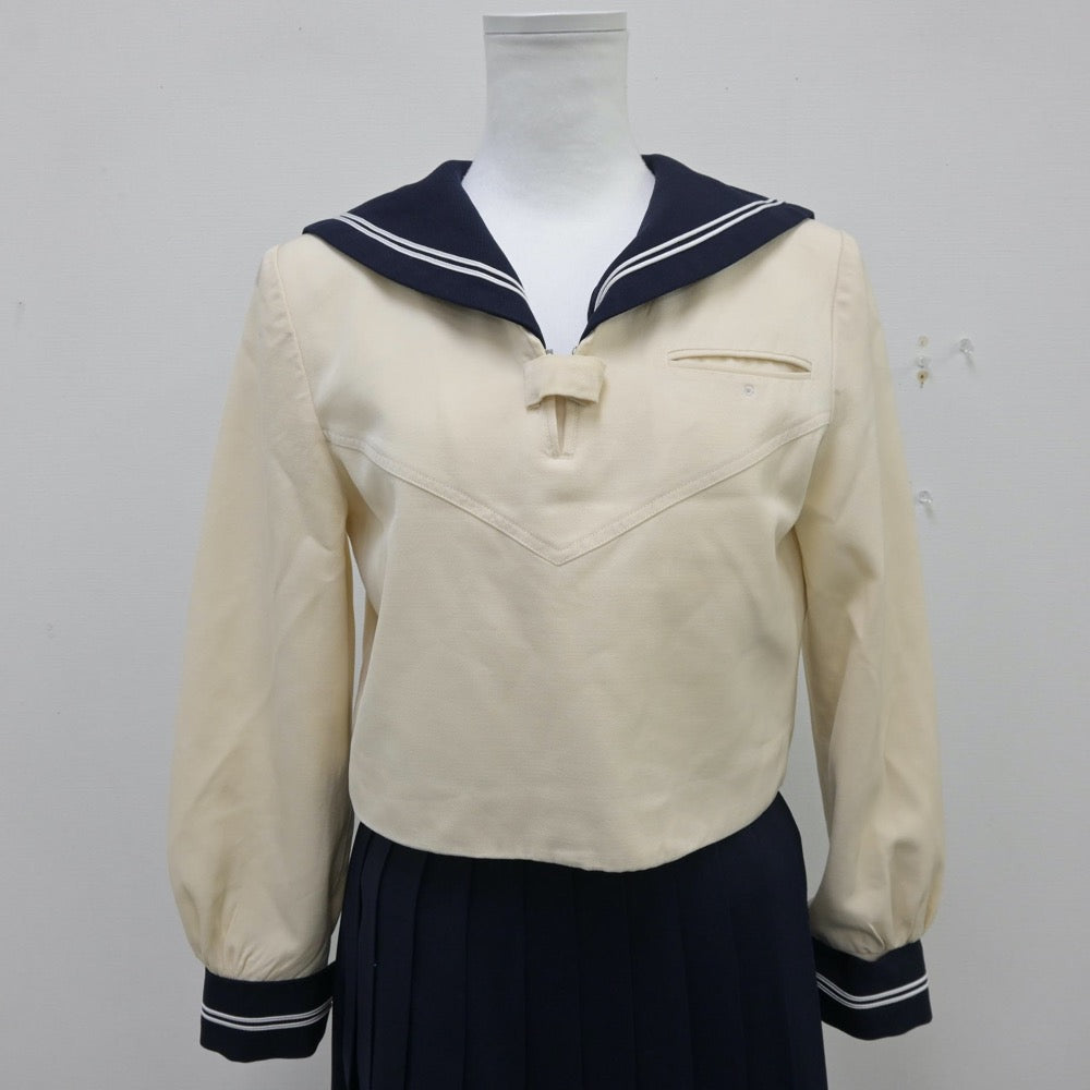 【中古】東京都 國學院大學久我山中学高等学校 女子制服 3点（セーラー服・ニット・スカート）sf013932