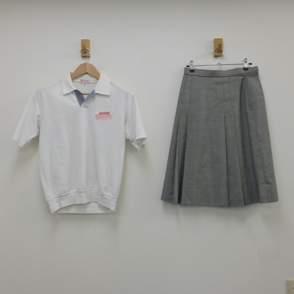 【中古】兵庫県 大久保北中学校 女子制服 2点（シャツ・スカート）sf013939