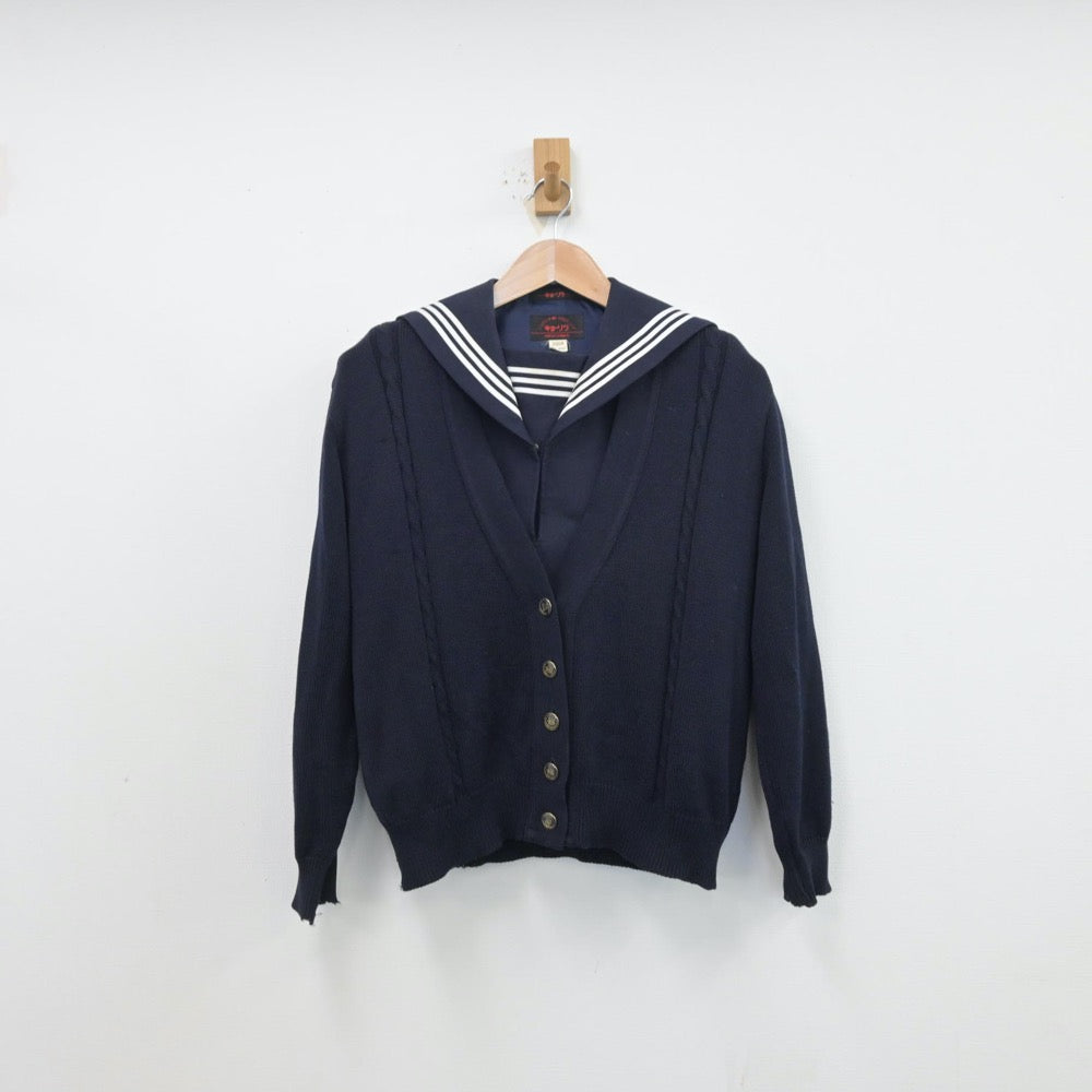 【中古】広島県 比治山女子高等学校 女子制服 2点（セーラー服・ニット）sf013959