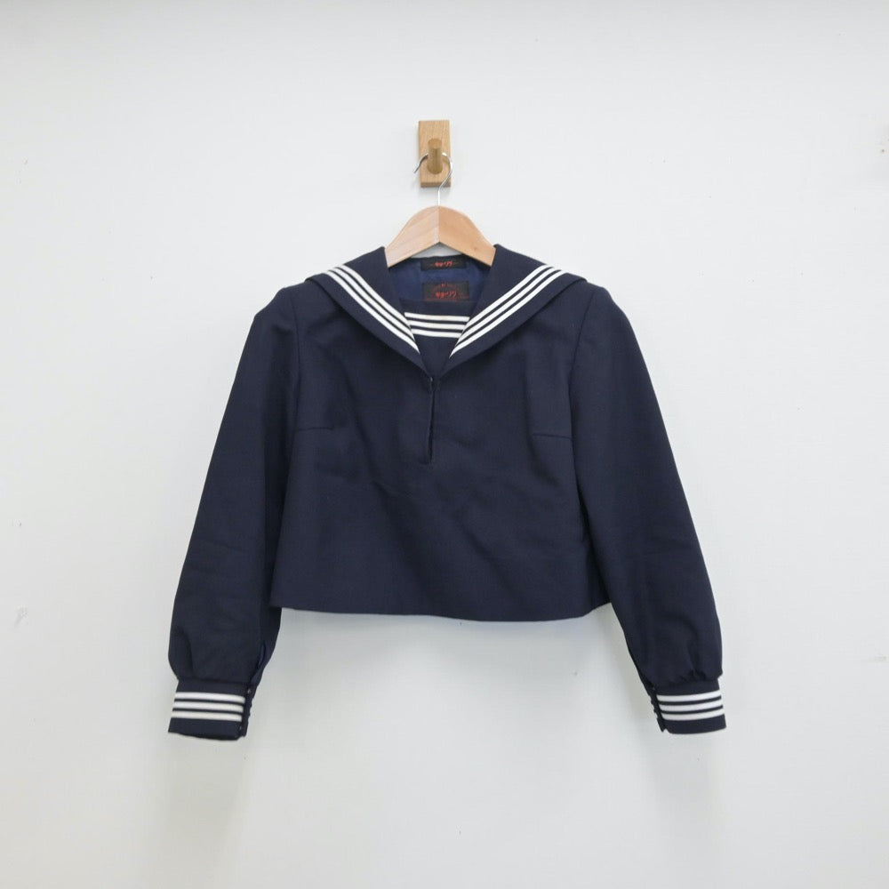 【中古】広島県 比治山女子高等学校 女子制服 2点（セーラー服・ニット）sf013959